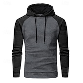 baratos hoodies básicos dos homens-Homens Moletom Estacionar Preto Cinza Claro Cinzento Escuro Cinzento Com Capuz Bloco de cor Com Cordão Desportos e Ar livre Casual Diário Impressão 3D Roupa de rua Roupa de Esporte Casual Outono