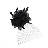 ieftine fascinatoare-Ornamente de Cap Material Textil organza Pălărie Nuntă Petrecere ceai Cursă de cai cocktail Elegant Epocă Cu Pene Diadema Articole Pentru Cap