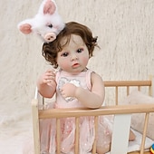 economico Bambole Reborn-Bambole Reborn - Bambola Realistica da 22 Pollici Ragazza con Corpo Morbido e Capelli Ricci Biondi Sveglia Bebe Reborn di Silicona Bambole di Vita Reale con Scatola Regalo per Bambini di 3 Anni