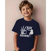 cheap Boy's 3D Funny Humor-Christmas Unisex Boys' 3D Graphic Funny Slang 67 T shirt Tee Short Sleeve 3D Print Summer Spring Sports Fashion Streetwear Kids 4-12 Years Crew Neck Outdoor Casual Daily Regular Fit