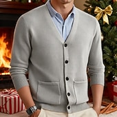 economico Maglioni Cardigan da uomo-Per uomo Maglioni di Natale Maglione per le feste Cardigan Maglione Corto Maglione a maglia A Coste Maglia Top Regolari Tasca Semplice Scollo a V Moda Classico Vacanza Abbigliamento quotidiano