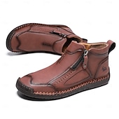 abordables Botines-Botas de senderismo de piel sintética de primera calidad para hombre: calzado resistente con cierre de cremallera para aventuras al aire libre y uso casual.