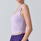 Χαμηλού Κόστους Γυναικείο πουκάμισο-Γυναικεία Μονόχρωμο Αμάνικο τοπ Αθλητική μπλούζα Ενσωματωμένο σουτιέν Προστασία UV Γρήγορο Στέγνωμα Ελαστικό Αναπνέει Τέννις Αθλητικά Τρέξιμο Μπολύζες Μαύρο Λευκό Βυσσινί Ρούχα τένις