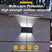 baratos Candeeiros Luzes de Exterior-Conjunto de 4 luminárias solares de parede para exterior, à prova d'água, para pátio, jardim, varanda, cerca ou alpendre, ideais para decoração de Natal e feriados.
