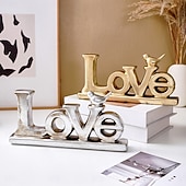 cheap Valentine's Day-Valentine's Day Decoration LOVE Letter Ornaments Decorative Handicrafts Made of Resin Material With Gold and Silver Foil Decoration on The Surface