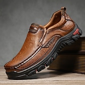 economico Mocassini casual-scarpe slip-on da uomo in similpelle marrone con suola robusta: calzature comode ed eleganti per uscite informali e attività all'aperto