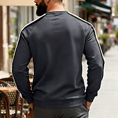 お買い得  ベーシックスウェットシャツ-男性用 スウェットシャツ ブラック ルビーレッド ネイビーブルー カーキ色 グレー クルーネック カラーブロック パッチワーク スポーツ 日常 祝日 ポリエステル ストリートファッション ベーシック カジュアル 春 秋 衣類 パーカー トレーナー