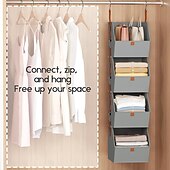 levne Úložiště a organizování-1/2dílný odnímatelný 4patrový závěsný úložný koš do šatníku, vícevrstvý organizér na oblečení a tašky s vysokou kapacitou, dělený úložný prostor, skládací doplněk do šatníku vhodný pro organizaci