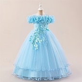 halpa Juhlamekot-Lapset Tyttöjen Mekko Juhlamekko Yhtenäinen väri Hihaton Muodollinen Suoritus Erikoistilaisuus Pitsi Silmukka Muoti Päivittäin Prinsessa Polyesteri Maxi Juhlamekko Kellomekko Tyllimekko Kesä Kevät 4