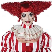 voordelige Carnaval pruiken-Carnavalpruik 2026 Rood Gekruld Gemiddelde Lengte Synthetische festivalpruik Mardi Gras Parade Cosplay Kostuum Haar voor Dames