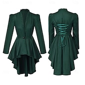  Punk & Gothic Medieval Renaissance Coat Cosplay Costume Trench Coat Witch Goth Girl Solid Colored Fancy Dress Men's Women's Royal Steampunk Walpurgis Night Halloween Carnival Masquerade Event / Party