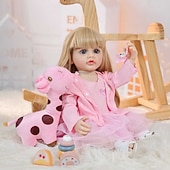 cheap Dolls-Reborn Baby Dolls - 22 Inch Soft Body Realistic Baby Doll Girl Lovely Awake Blond Hair Girl Bebe Reborn de Silicona Real Life Baby Dolls with Gift Box for Kids Age 3 Collectors Christmas Gift