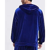 baratos moletons básicos-Homens Moletom Moletom com capuz e calças Conjunto de roupas Conjunto de moletons Capuz Ao ar livre Diário Esportes Com Cordão Bolsos Tecido Vermelho Vinho Preto Azul Royal Poliéster Roupas Esportivas