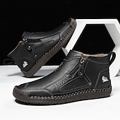 abordables Botines-Botas de senderismo de piel sintética de primera calidad para hombre: calzado resistente con cierre de cremallera para aventuras al aire libre y uso casual.