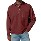 economico Polo classica da uomo-Per uomo Maglia da golf Polo da Golf Casuale Lavoro Bavero Manica Lunga Essenziale Moderno Semplice Bottoni Tasca Frontale Primavera Autunno Vestibilità regolare Blu Nero Blu marino Viola Marrone