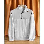 abordables Sweat-shirts basiques-Homme Sweat-shirt Pull Sweat-shirt quart de fermeture éclair Noir Blanche bleu marine Kaki Gris Demi-zip Uni Jacquard Sport &amp; Loisir Occasionnel Quotidien Streetwear Basique Occasionnel Automne Hiver