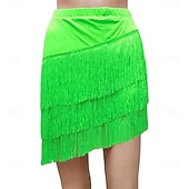 economico Abbigliamento danza del ventre-Gonna con Frange e Paillettes Samba Dancewear Gonna Latina con Elastico Costume di Performance per Danza Moderna Ballo Salsa Samba