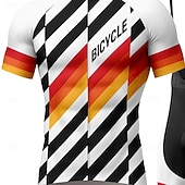 economico Set di abbigliamento da uomo-Per uomo Maglia da Ciclismo Maglia da ciclismo con pantaloncini con bretelle Completo da ciclismo Manica Corta Mountain Bike MTB Ciclismo su strada Estate Rosso Geometrico A righe Lettere &amp; Numeri