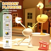 billiga Plantskola nattljus-Rolig nattlampa med kyckling, dimbar söt LED-lampa i 3 nivåer, mysiga anime-lampor med böjbar svanhals, nattlampa med USB-batteri, unik dekorleksak till studentrummets skrivbord, roliga/skämtpresenter