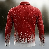 economico Costume di Natale-Natale Per uomo Costume di Natale Colletto finto e design del vestito Camicia da smoking stampata con cravatta Camicia Camicia con Bottoni Manica Lunga Divertente All'aperto Ferie Primavera Autunno