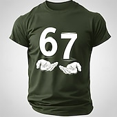  男性用 グラフィック 手 67 Tシャツ 面白いTシャツ 半袖シャツ 半袖 Tシャツ 3Dプリント クルーネック シャツ ファッション デザイナー ベーシック 日常 バケーション ストリート ブルー ブラック ルビーレッド 夏 春 衣類 S M L XL XXL XXXL
