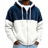 economico Felpa con cappuccio in pile-Per uomo Felpa con cappuccio Felpa con cappuccio a zip intera Felpe con cappuccio e zip Felpa con cappuccio in pile Nero Blu Reale Grigio Con Cappuccio Blocco di colori Patchwork Tasca Quotidiano