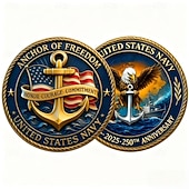 זול 250 שנה להקמת ארצות הברית-מטבע זכרון של חיל הים לרגל יום הולדת ה-250 – 1775–2025 מטבעות אספנות מטבעות תצוגה מתכתיים עמידים לאספנים ורעיון מתנה נושא צבאי פטריוטי חצי אלף