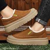 cheap Slip-On Casual Shoes-Men's Slip-on Brown Winter Shoes – Soft Fleece Lining, Trendy and Comfortable, Ideal for Daily Wear and Cold Weather Activities