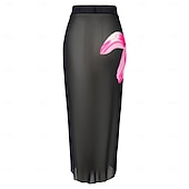 preiswerte Einteilige Badeanzüge-Damen Einteiler Badeanzug Schlankheits mit Rock Monokini Rock Netz Bauchkontrolle Hohe Taille Schlank Elegant Urlaub Floraler Rundhalsausschnitt Langarm Badeanzüge