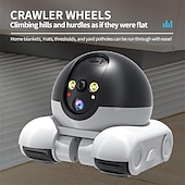 זול מצלמות רשת IP פנימיות-מצלמת רובוט חבר סיור על גלגלים, מצלמת 360 מעלות עם אפליקציית שיחת טלפון דו-כיוונית, שלט רחוק, ראיית לילה, HD 1080p, חיי סוללה ארוכים במיוחד (Wi-Fi)