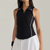 economico Camicia Donna-Per donna Tinta unita Top con scollo all'americana Top sportivo Zip a un quarto Traspirante Tennis Atletico Corsa Collo ripiegato Top Nero Bianco Rosso Abbigliamento da tennis