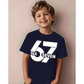 cheap Boy's 3D Funny Humor-Christmas Unisex Boys' 3D Graphic Funny Slang 67 T shirt Tee Short Sleeve 3D Print Summer Spring Sports Fashion Streetwear Kids 4-12 Years Crew Neck Outdoor Casual Daily Regular Fit