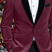 abordables blazer de fête-Veste blazer en velours pour homme, col fermé, mode Noël, fête, couleur unie, jaune, rouge, bleu, coupe ajustée, simple boutonnage, un bouton