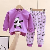 billiga Pyjamas-Småbarn Pojkar 2 delar Pyjamasset Långärmad Z17 Z29 Z13 Ensfärgat Djur Vår Höst Förtjusande Hem 7-13 år