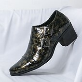abordables Zapatos de monje-Zapatos monk strap para hombre en negro y dorado con estampado de cocodrilo: piel sintética de primera calidad, diseño de lujo con doble hebilla, perfectos para eventos formales, bodas y ocasiones de negocios.