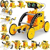 abordables Material de oficina-Experimento científico de ensamblaje solar, rompecabezas de bricolaje, coche de juguete 13 en 1, robot inteligente y divertido, ideal para la educación STEM, juguetes para niños de 6 a 12 años, modelo