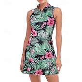 tanie Sukienka damska-Damskie Graficzny Solidne kolory Sukienka do tenisa Sukienka sportowa Odprowadza wilgoć Oddychający Bransoletka tenisowa Obuwie sportowe Bieganie Kołnierz zapinany na zamek Sukienka Czarny Biały