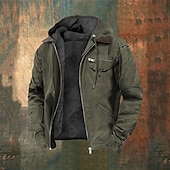 economico Felpa con cappuccio in pile-Per uomo Felpa con cappuccio a zip intera Giacca in Pile Felpa con cappuccio in pile Verde militare Blu marino Marrone Grigio scuro Con Cappuccio Mucca Cerniera Tasca Casuale Quotidiano Uscire