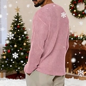 cheap Men's Pullover Sweater-Men's Christmas Jumper Christmas Sweaters Sweater Holiday sweater Pullover Sweater Jumper Ribbed Knit Knitted V Neck Going out Weekend Clothing Apparel Fall Winter Black Pink M L XL