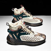 abordables Zapatillas Informales-Hombre Zapatillas de deporte Zapatos de Navidad Forro de Lana Zapatos para correr Zapatos de Paseo Casual Punto Cómodo Antideslizante Transpirable Botines / Hasta el Tobillo Cordones Negro Blanco Rojo