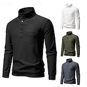 billige Basic gensere-Herre Genser Svart Hvit Militærgrønn Mørkegrå Opprett krage عادي Lomme Sport &amp; Utendørs Daglig Ferie Polyester Gatemote Grunnleggende Fritid Vår Høst Klær Gensere Gensere