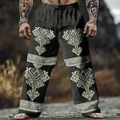 economico Pantaloni casual stampati da uomo-Per uomo Motivo Geometrico Vichingo Arte celtica Pantaloni Pantaloni casual Pantaloni Larghi Misura del girovita medio Vintage Retrò Casuale All'aperto Coulisse elastica in vita Pantaloni tipo lino