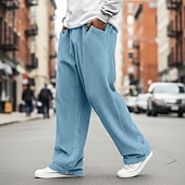 ieftine Picior drept-Bărbați Pantaloni Pantaloni Corduroy Pantaloni largi Pantaloni casual Pantaloni de sport cu picior drept Cordon Culoare solidă Confort Lungime totală În aer liber Casual Zilnic Modă Stil Clasic Negru