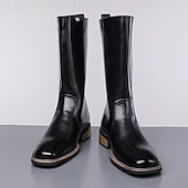 Χαμηλού Κόστους Μπότες ιππασίας-Κλασικές καφέ ανδρικές μπότες ιππασίας | μινιμαλιστικές ψηλές μπότες μέχρι τη μέση της γάμπας με πλαϊνό φερμουάρ, ιδανικές για ζεστές χειμερινές μετακινήσεις και χαλαρό περπάτημα