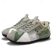 billiga Vardagssneakers-Herr Sneakers Fleecefoder Löpning Promenad Ledigt PU Läder Bekväm Halksäker Andningsfunktion Korta stövlar / ankelstövlar Snörning Mörkröd Orange Grön Sommar Vår Höst