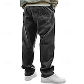 billiga Raka ben-Herr Långbyxor Manchesterbyxor Casual byxor Säckiga byxor Träningsbyxor med raka ben Snörning Elastisk midja Ensfärgat Komfort Fullängd Dagligen Utomhus Streetwear Mode Klassisk Stil Svart Vit