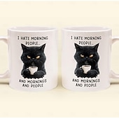  Caneca engraçada "Odeio pessoas matinais, manhãs e pessoas" - Caneca de cerâmica para café, ideal para trabalho, casa ou escritório - Presente divertido para amigos e colegas de trabalho.