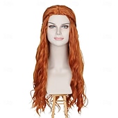 Недорогие Исторические парики-Длинный волнистый женский рыжевато-коричневый парик в стиле средневековья и ренессанса, хиппи, костюм для Хэллоуина