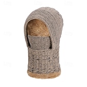 Недорогие теплая и теплая коллекция-3-в-1 шапка-бини, утеплитель для шеи и лица, зимняя шапка-шарф, многофункциональная вязаная шапка для мужчин, для езды на велосипеде, теплая, с флисовой подкладкой, для защиты ушей, для холодной погоды