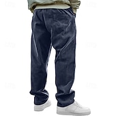 billiga Raka ben-Herr Långbyxor Manchesterbyxor Casual byxor Säckiga byxor Träningsbyxor med raka ben Snörning Elastisk midja Ensfärgat Komfort Fullängd Dagligen Utomhus Streetwear Mode Klassisk Stil Svart Vit